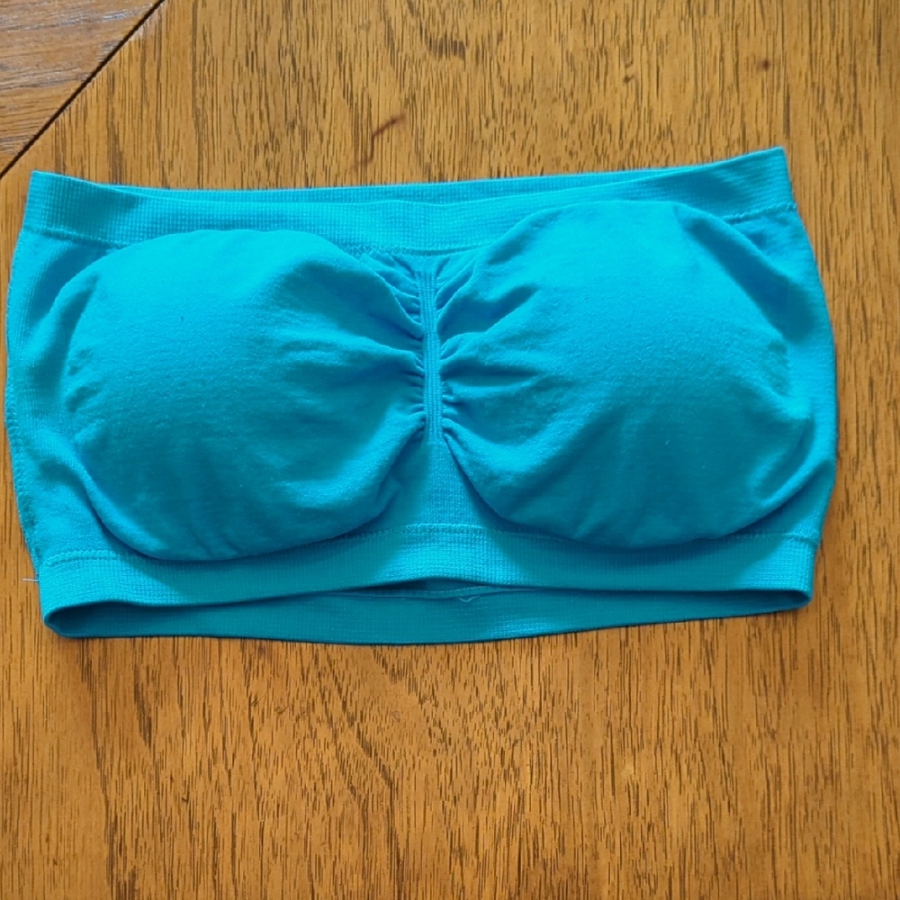Blue Padded Bandeau Bra